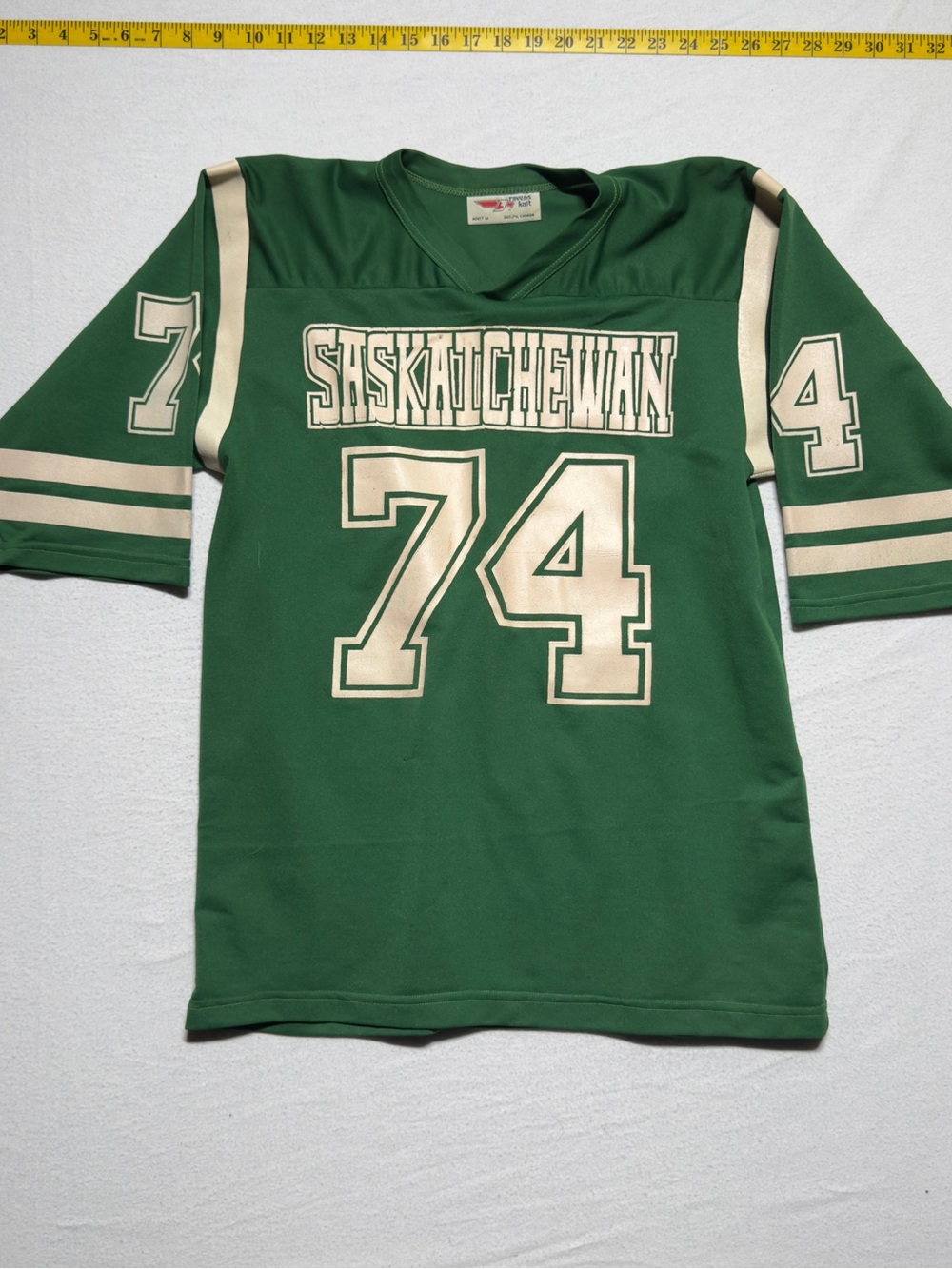 Saskatchewan Green Number 74 Men's Football Jersey vintage